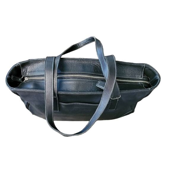  Coach Leather Black Tote bag with zip closure 21x12 - Picture 8 of 13